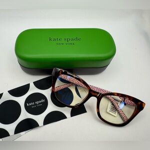 Kate Spade Frazer Cat Eye Blue Light Blocker Glasses Tortoise Shell +0.00 NWT